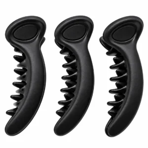 Black Banana Hair Clips for Women & Girls - Matte Finish Fishtail Banana Clutcher for Thick Hair - Pack of 3