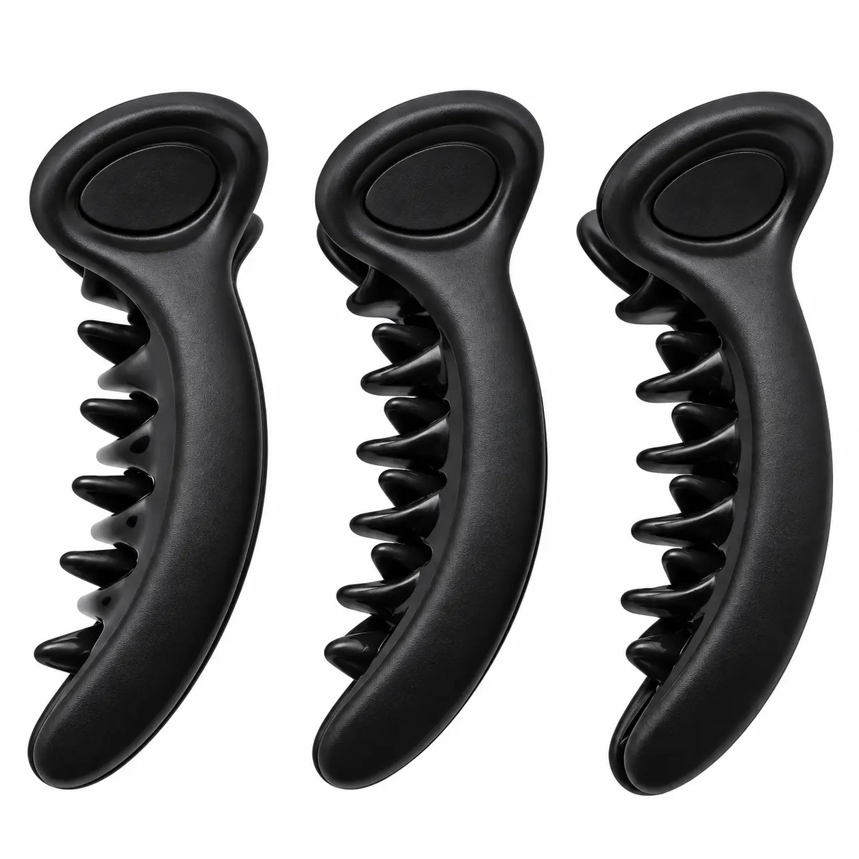 Black Banana Hair Clips for Women & Girls - Matte Finish Fishtail Banana Clutcher for Thick Hair - Pack of 3 - Image 1