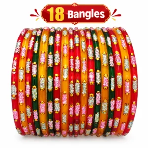 Multicolour Handmade Glass Bangles Set - 18Bangles