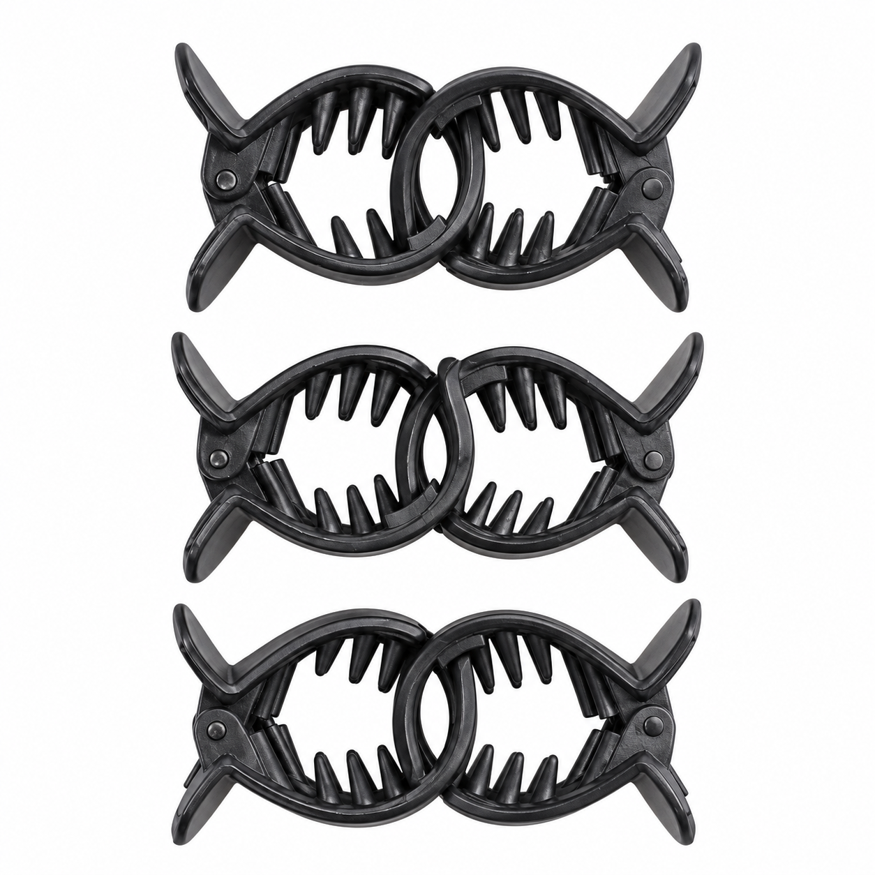 Black Hair Claw Clips - Pack of 6 - Image 3