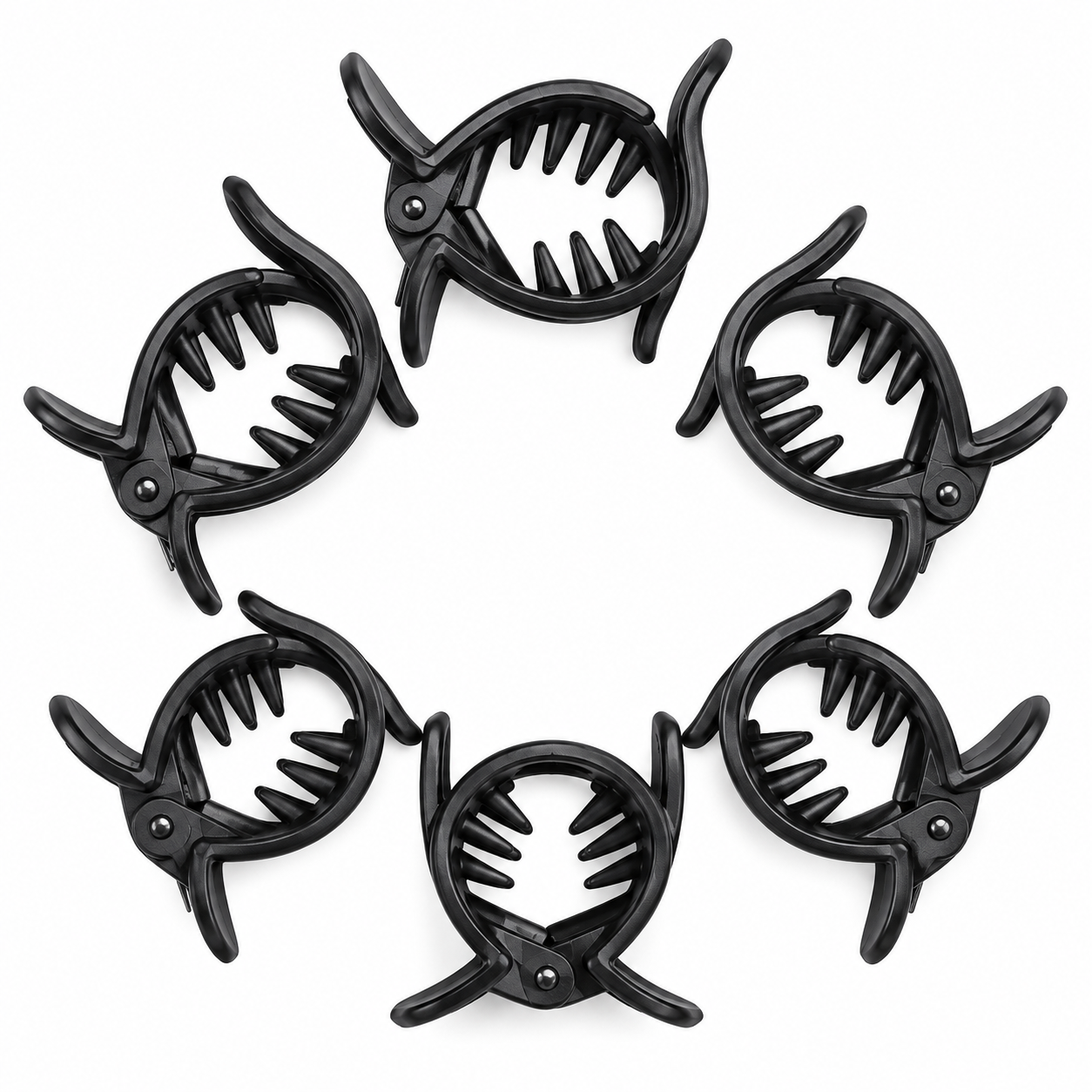 Black Hair Claw Clips - Pack of 6 - Image 2