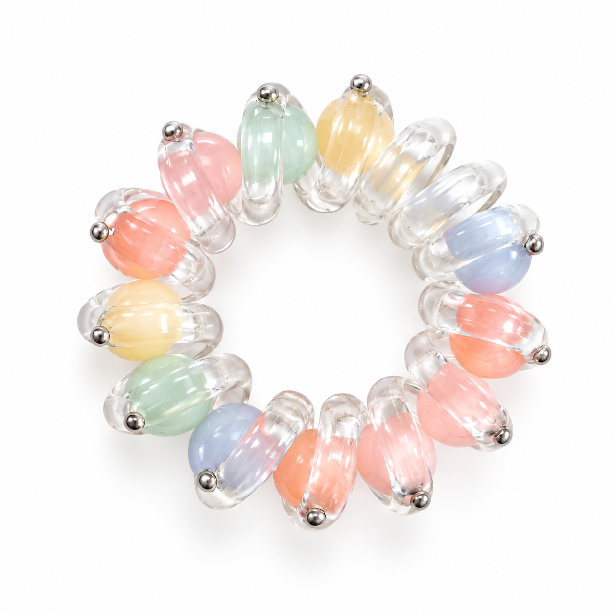 Pastel Pearl Beaded Spiral Hair Rubber Band Pack of 3 – Stylish Elastic Coil Ponytail Holder for Women and Girls | No Crease Telephone Wire Hair Tie - Image 4