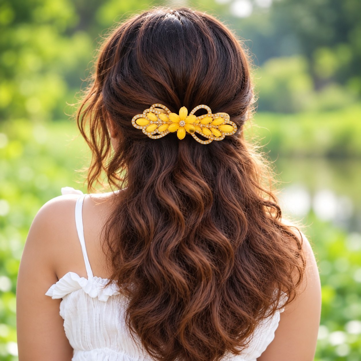 Yellow Crystal Hair Clip - Image 2