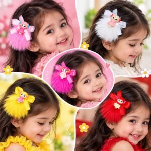 Baby Hair Clip Set for Girls 1 Pair - Adorable Bow and Flower Designs Hair Pin Soft, Lightweight, and Stylish