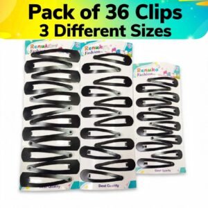 KM Tic Tak Hair Pins for Womens | Black Metal Hair Clip Matte Finish | 36 Pins