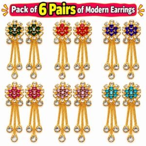 6 Pairs of Colourful Modern Earrings