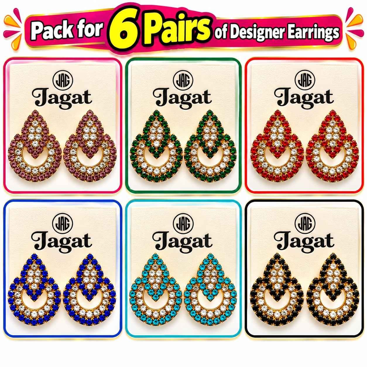 Designer Earrings - Pack of 6 Pairs - Image 1