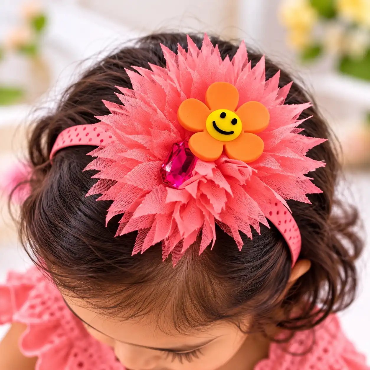 Sunflower Shaped Baby Hair Reeth - Red - Image 1