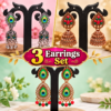 Peacock Feather Colour Earrings - Set of 3 Earrings - Thumbnail Image 1