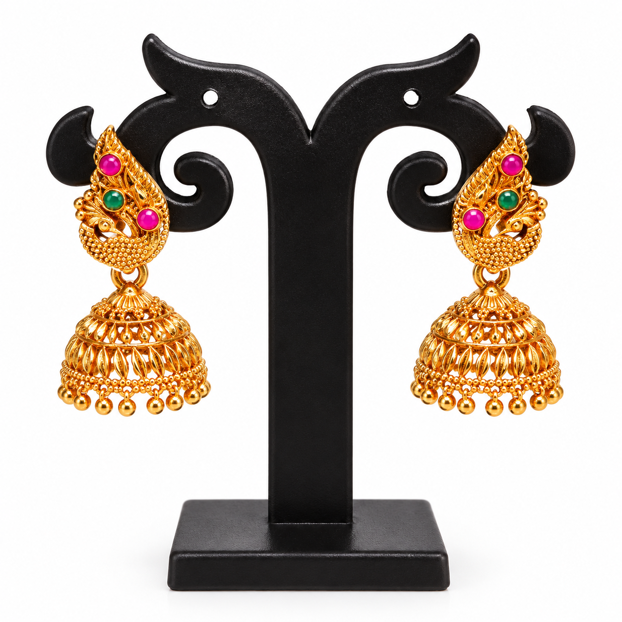 Traditional Earrings Pack of 3 | Attractive Jimikki Earrings 3 Designs Set - Image 3