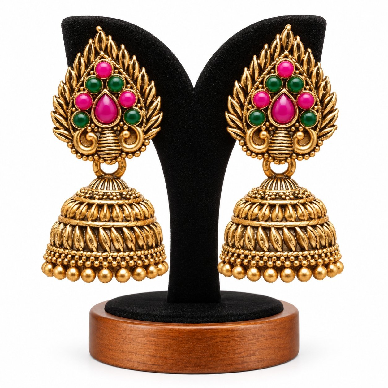 Traditional Earrings Pack of 3 | Attractive Jimikki Earrings 3 Designs Set - Image 4