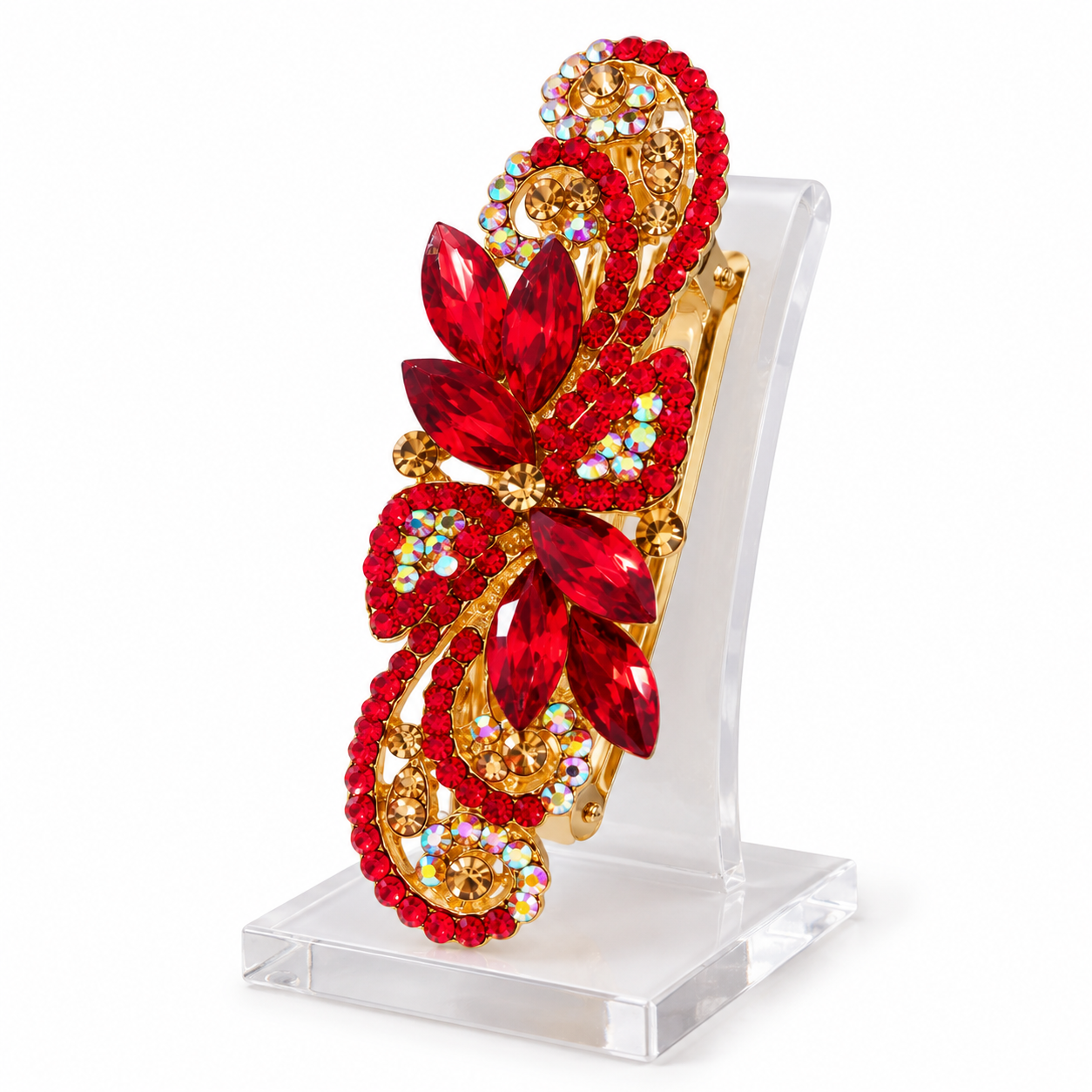 Red Stoned Hair Center Clip | Hair Clip for Girls - Image 2