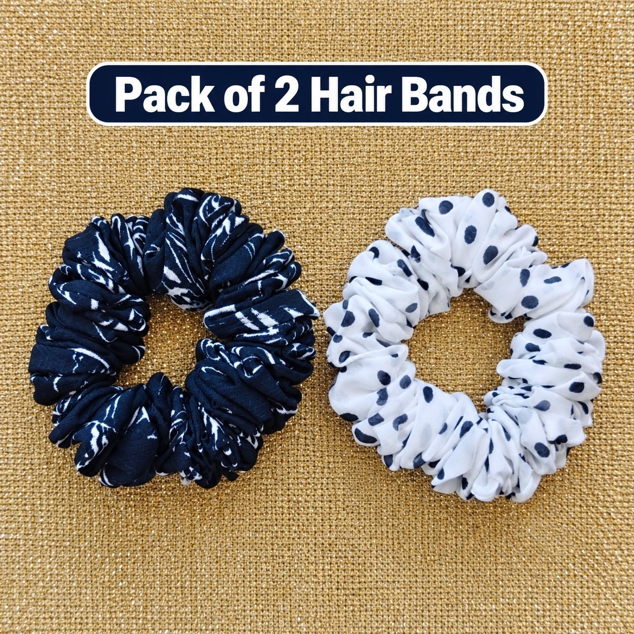 2Pcs Black and White Hair Bands for Womens | HBSC03 - Image 2