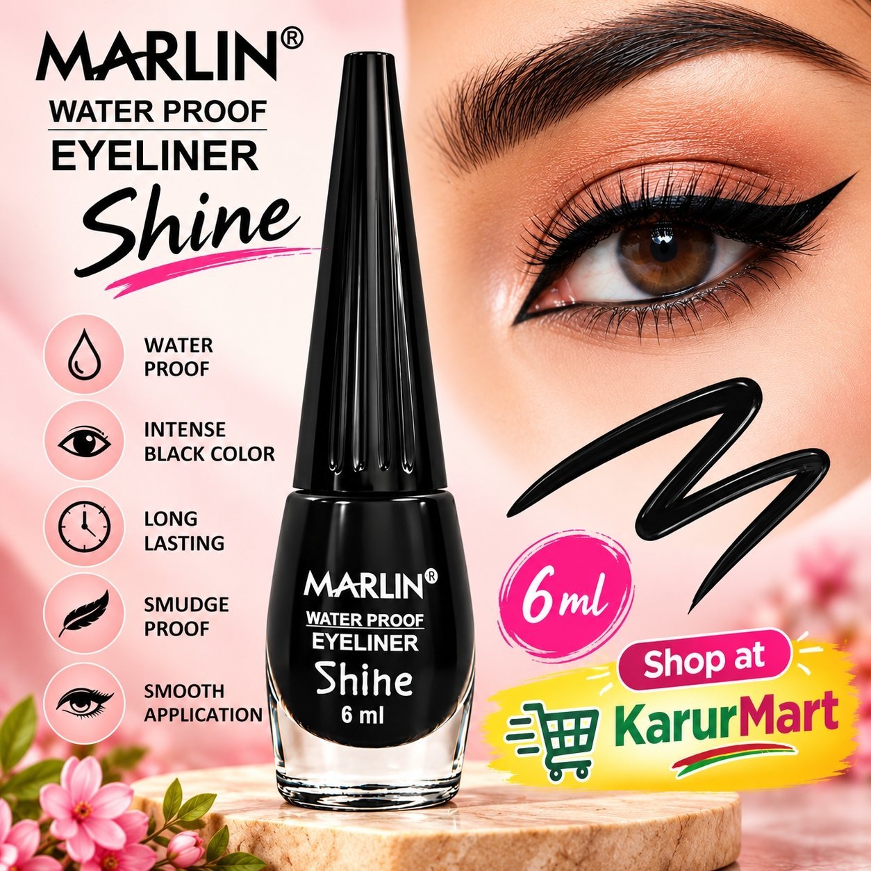 Marlin Waterproof Eyeliner Shine 6ml | MAKE01 - Image 1