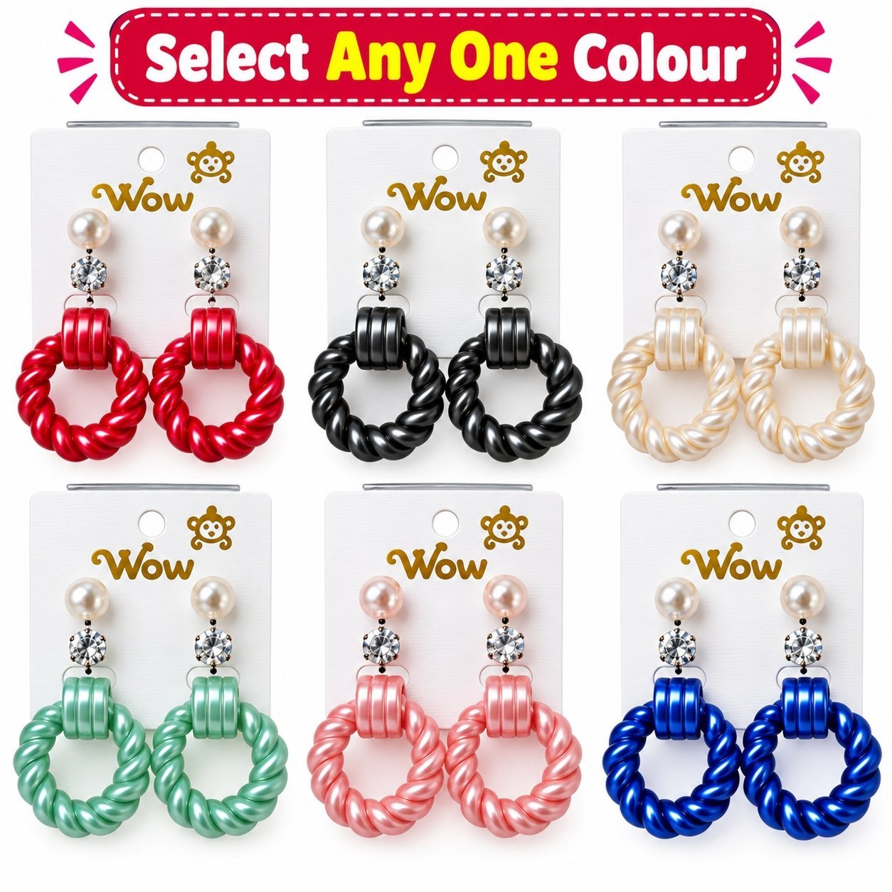 3 in 1 Twisted Earrings (Pack of 1 Set) - Image 1