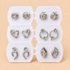 6 Pairs Women’s Silver Tone Earrings Set - Thumbnail Image 3