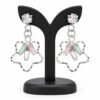 Crystal Flower Drop Earrings for Women – Silver Tone Pastel Stone Hanging Earrings - Thumbnail Image 1