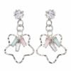 Crystal Flower Drop Earrings for Women – Silver Tone Pastel Stone Hanging Earrings - Thumbnail Image 3