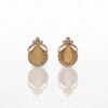 Teardrop Cat Eye Stud Earrings | Opal Stone with Gold Plated Crystal Border - Thumbnail Image 3