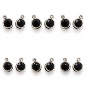 Black Stud Type Earrings Pair Of 6