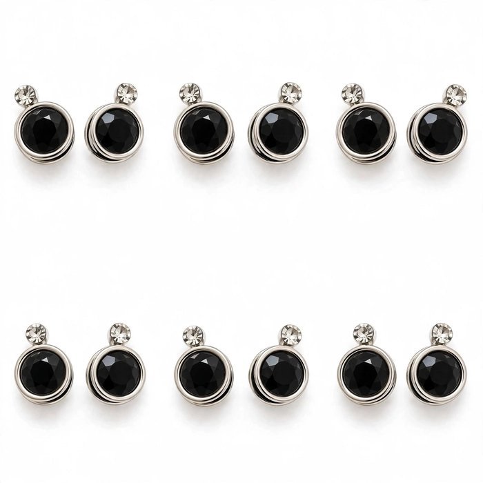 Black Stud Type Earrings Pair Of 6 - Image 1
