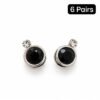 Black Stud Type Earrings Pair Of 6 - Thumbnail Image 3