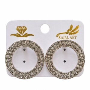 Silver Stoned Rhinestone Studded Circular Earring