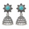 Silver Toned Earring - Jimikki Kammal| Sky Blue - Thumbnail Image 2