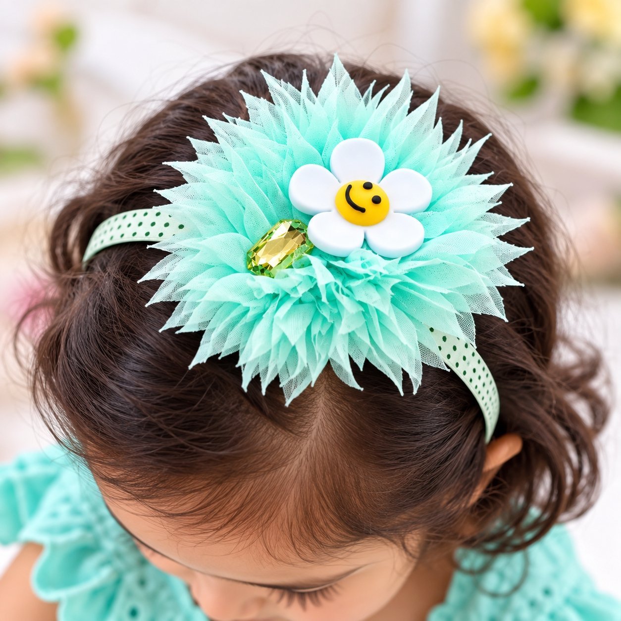 Sunflower Shaped Baby Hair Reeth - Light Green - Image 1