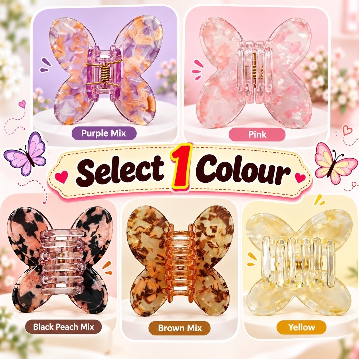 High Quality Sturdy Butterfly Hair Claw Clips for Women & Girls - 1Pcs - Image 1