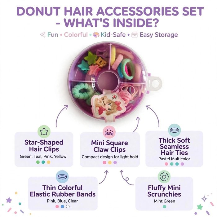 Donut Shaped Kids Hair Accessories Set - Image 2