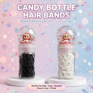 Black & White Elastic Rubber Band Pack of 2