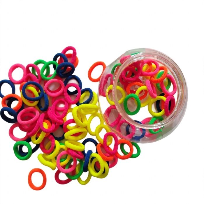 100 Pcs Multicolor Small Hair Rubber Bands with Box | Soft Stretchable Elastic Ponytail Holders - Image 2
