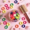 100 Pcs Multicolor Small Hair Rubber Bands with Box | Soft Stretchable Elastic Ponytail Holders - Thumbnail Image 4