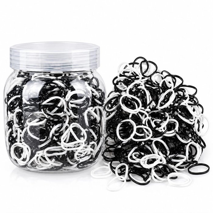 Baby Disco Elastic Rubber Band - Black & White Mix - Image 1