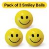 3 Smiley Stress Balls - Yellow Smiley Face Squeeze Balls for Stress, Anxiety, Anger Relief | Soft & Durable PU Foam Balls for Kids, Office, Party Return Gifts - Thumbnail Image 1