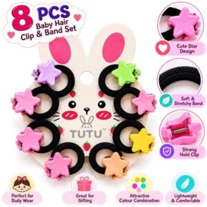 Baby Hair Band Black & Clips Set
