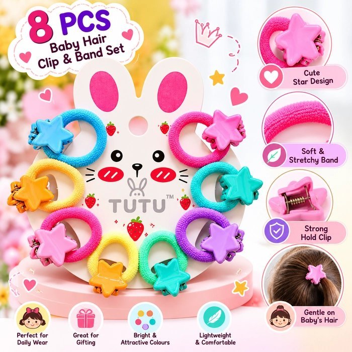 Baby Hair Clips and Band Set | Cute & Trendy - Image 1