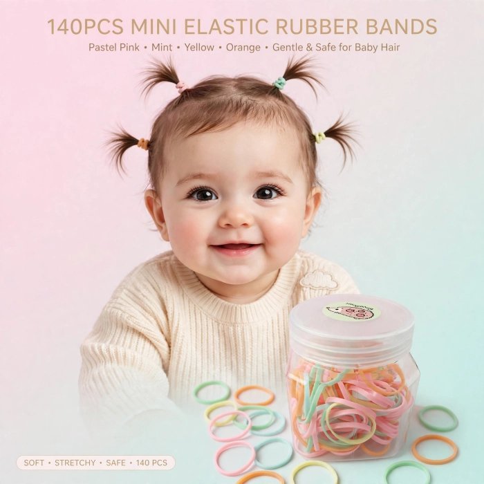 Baby Rubber Elastic Hair Bands (Pack of 140+ Pcs) - Image 4