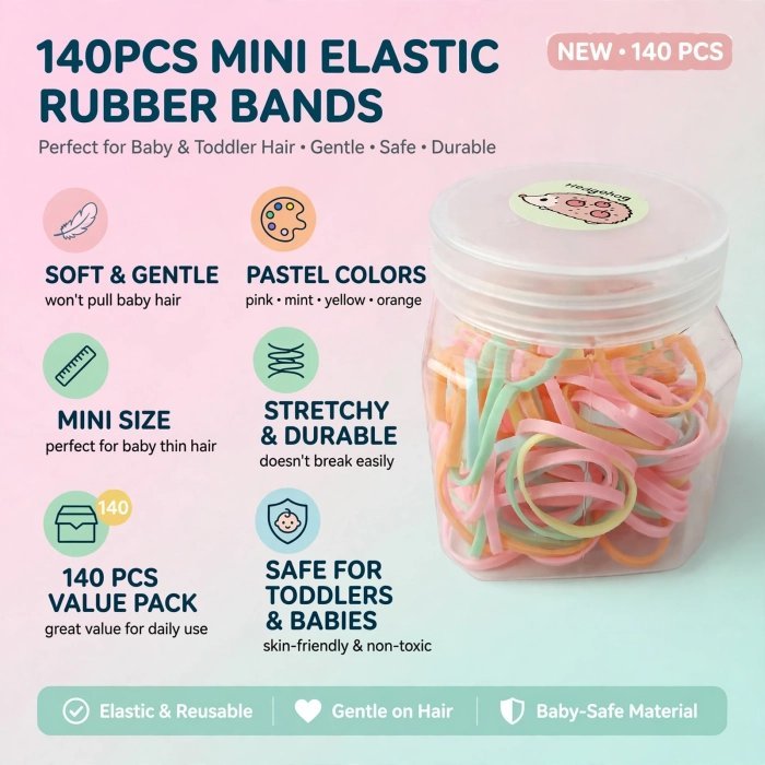 Baby Rubber Elastic Hair Bands (Pack of 140+ Pcs) - Image 1