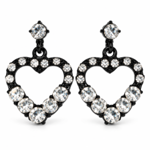 Black Stoned Heart Shaped Earring