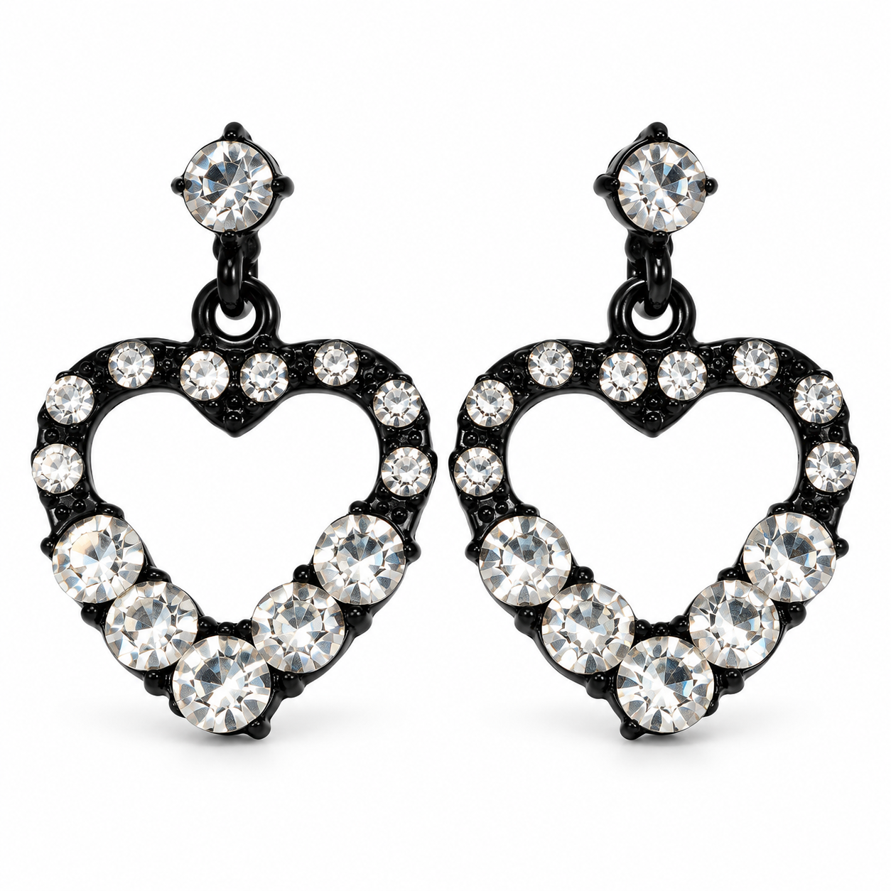 Black Stoned Heart Shaped Earring - Image 1