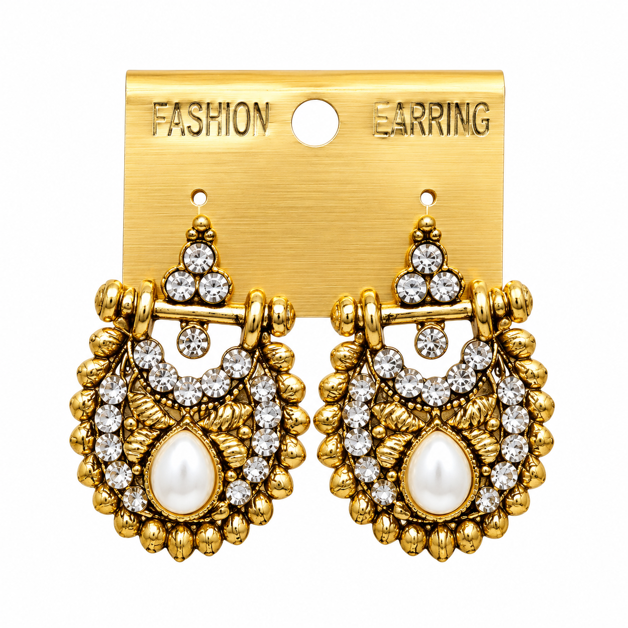 Golden Finish Stone Earring - Image 1