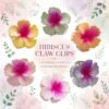 Hibiscus Flower Hair Claw Clips 6Pcs Set - Thumbnail Image 1