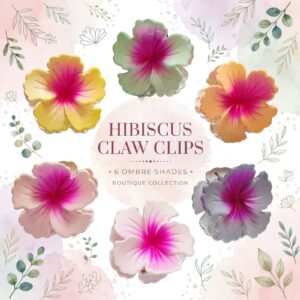 Hibiscus Flower Hair Claw Clips 6Pcs Set