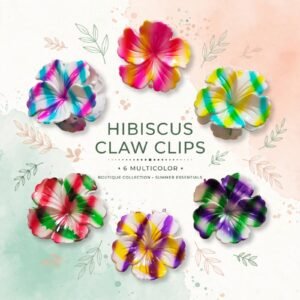 Hibiscus Flower Hair Claw Clips 6Pcs Set