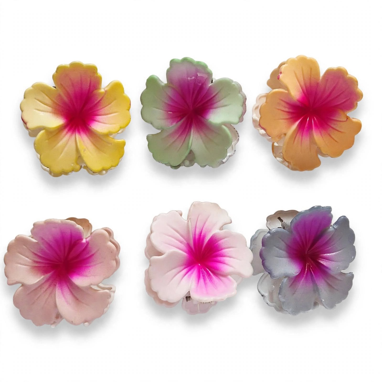 Hibiscus Flower Hair Claw Clips 6Pcs Set - Image 3
