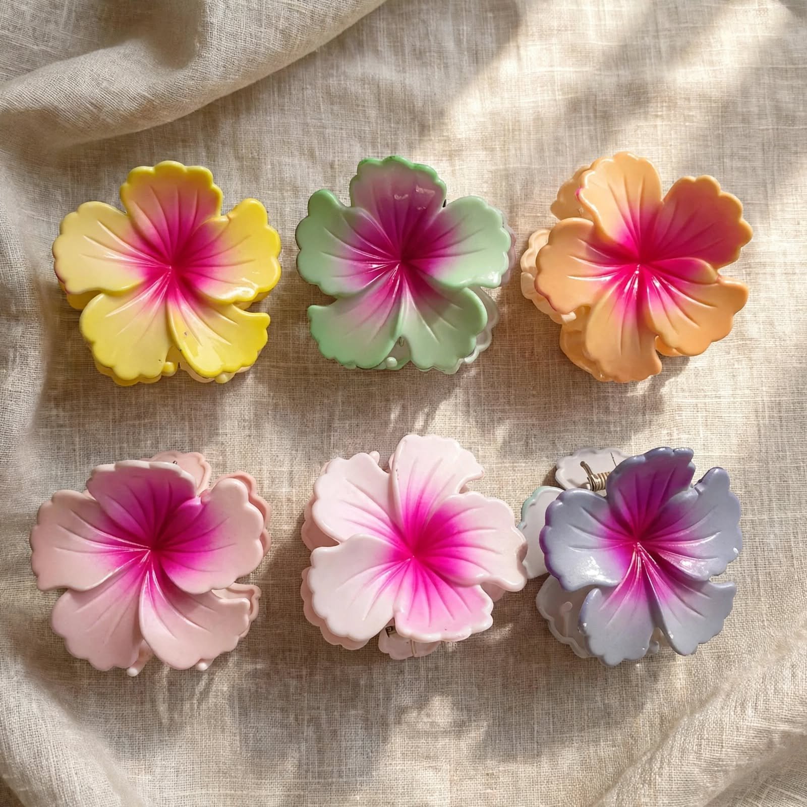 Hibiscus Flower Hair Claw Clips 6Pcs Set - Image 2