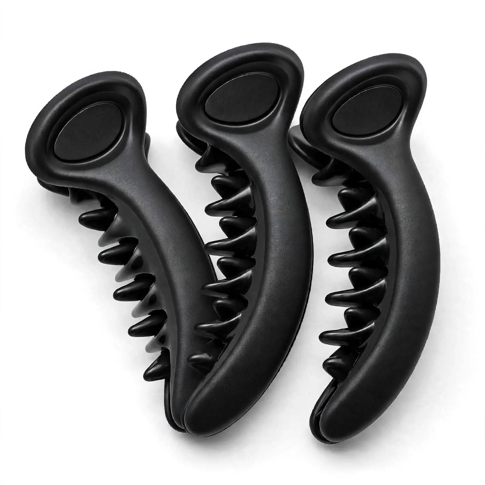 Black Banana Hair Clips for Women & Girls - Matte Finish Fishtail Banana Clutcher for Thick Hair - Pack of 3 - Image 4