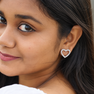 Modern Heart Shape Earring with Stone | Crystal Open Heart Earrings | Heart Shaped Earrings Online
